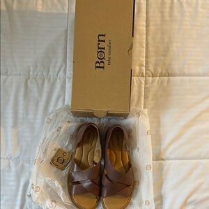 Born Brown Leather Sandals with Crisscross Straps